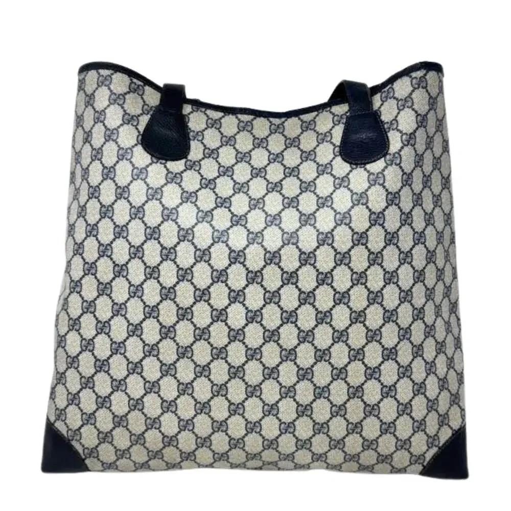 Gucci Bag Shoulder Tote XL Purse GG Logo Monogram Navy Blue Red‎ Ophidia Canvas - Picture 5 of 12